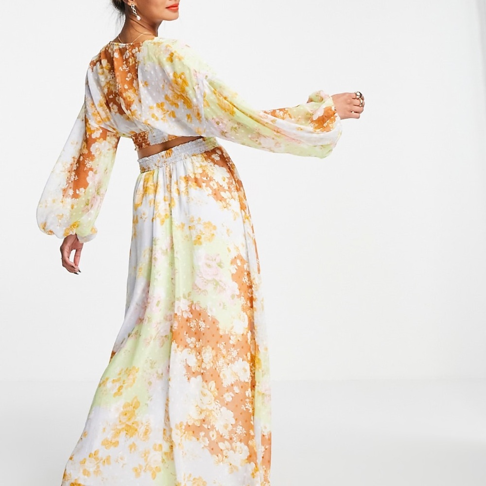 ASOS Design Shirred Waist Open Back Maxi Dress - Picture 3 of 6